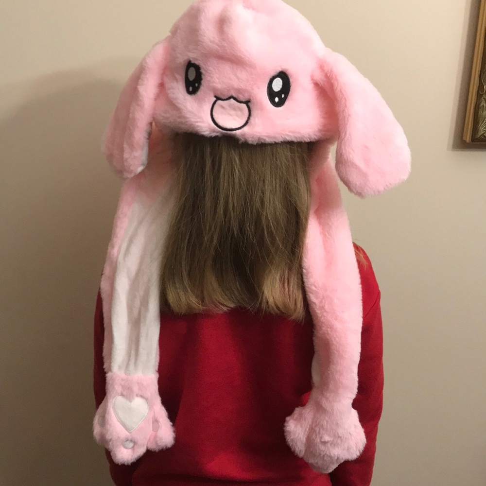 NWOT Pink Bunny Hat With Moveable Ears